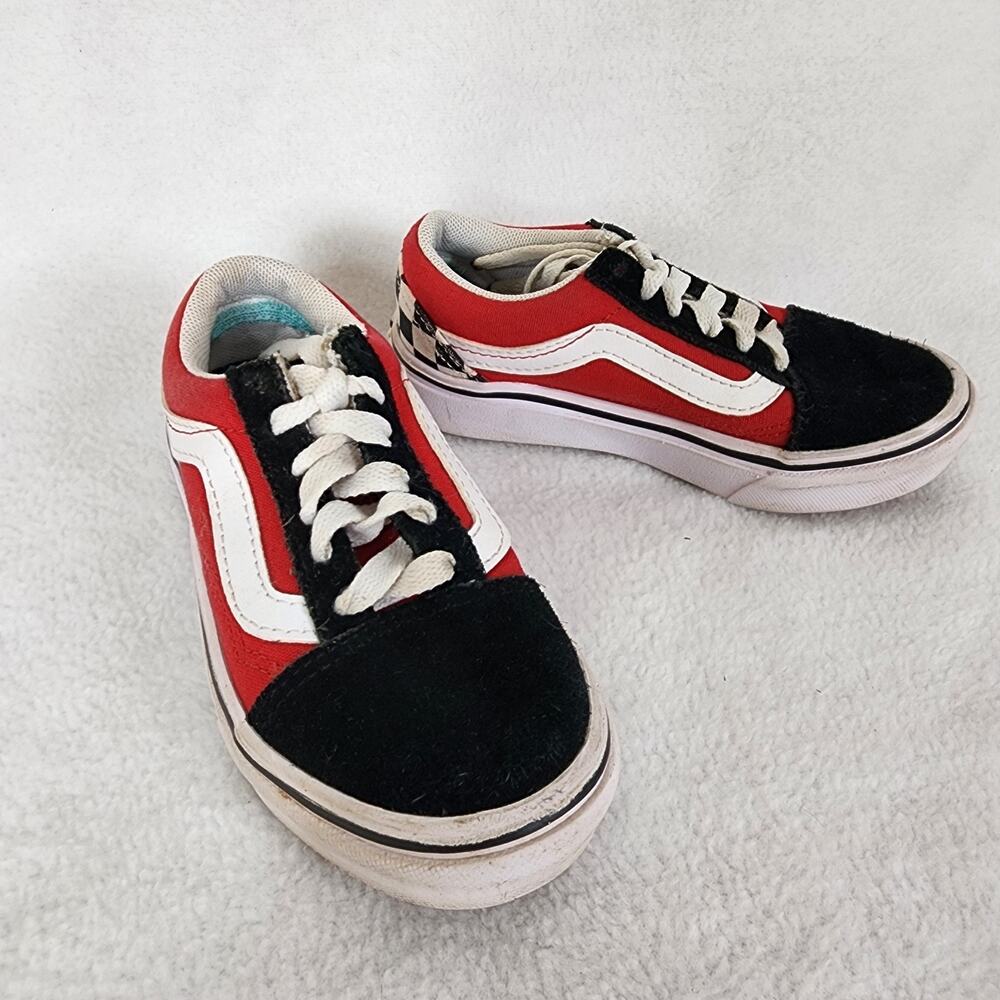 Vans Old Skool Little Kid Athletic Skateboard Shoes Sneakers Black Red Size 10.5